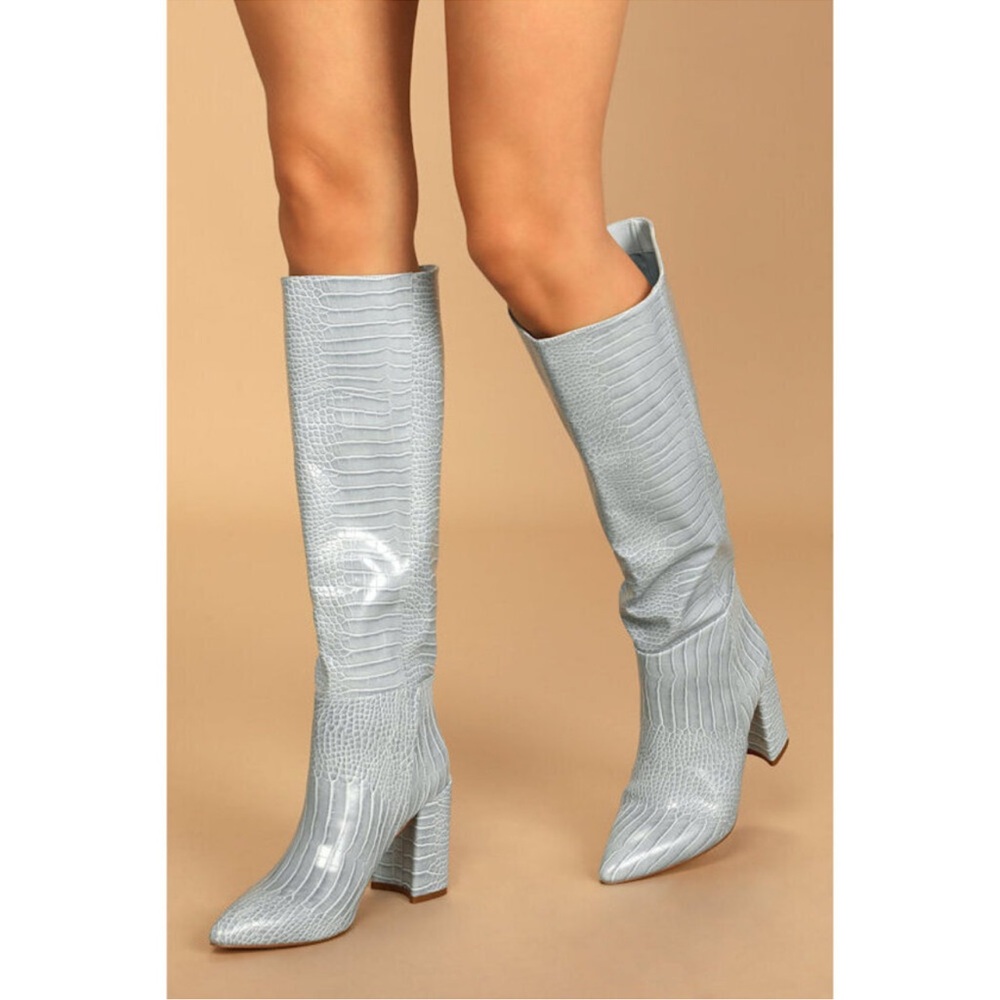 Lulus Light Blue Croc Boots
